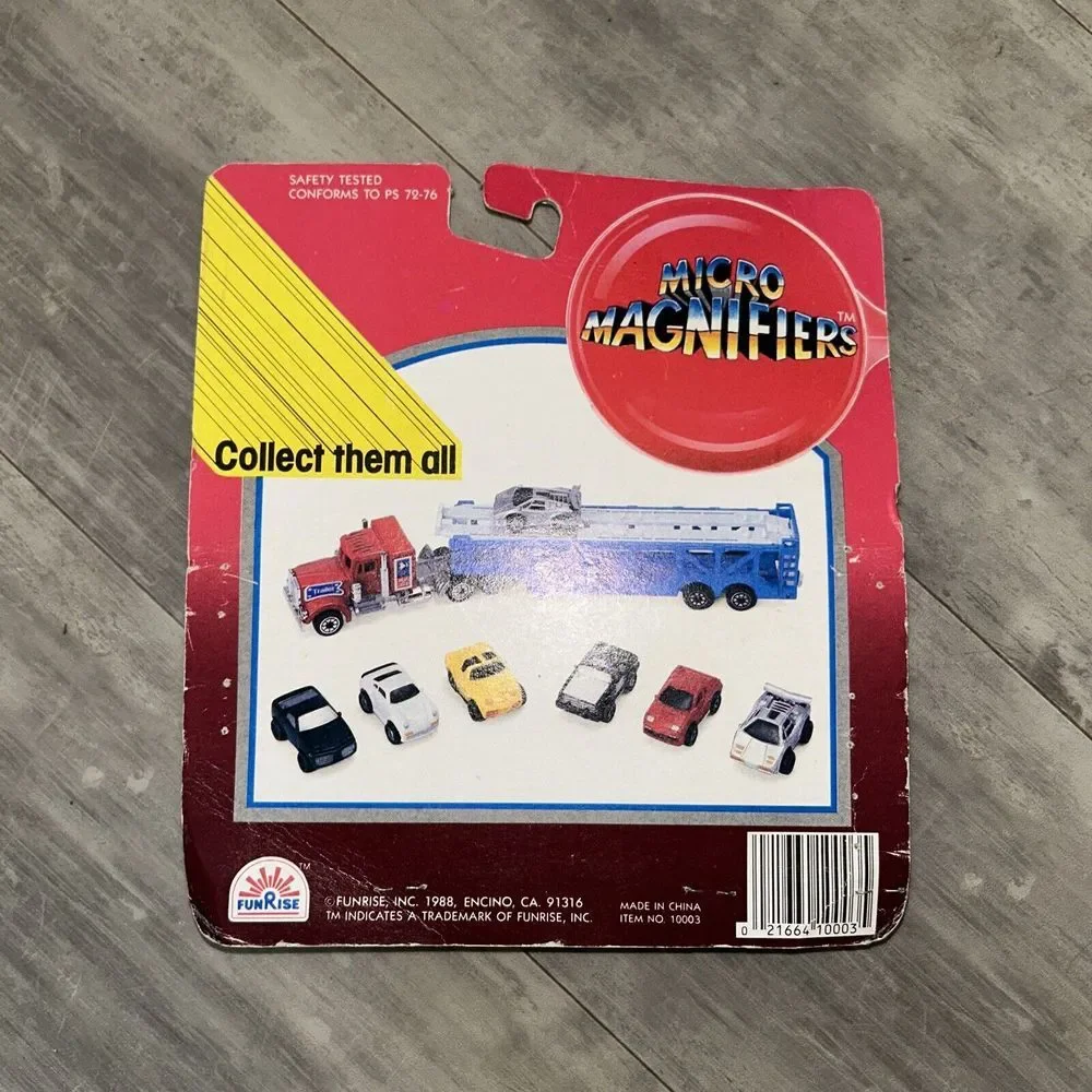Funrise Micro Magnifiers Big Rig Car Hauler Truck 1988 Die Cast -Heavy!‎